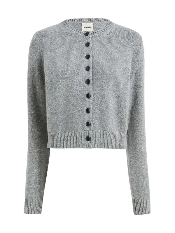 Everheart Cardigan In Fog With Leather Buttons Everheart Cardigan In Fog With Leather Buttons