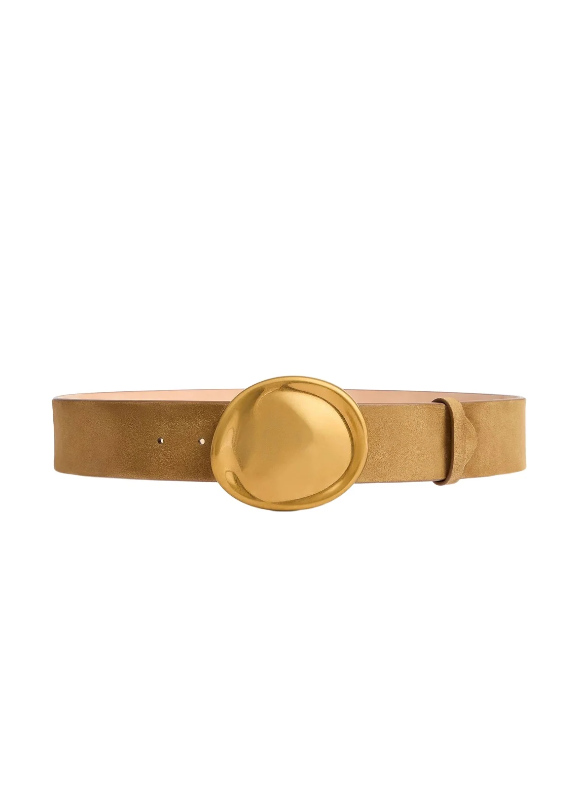 Khaite Keefe Belt In Mud Suede With Gold