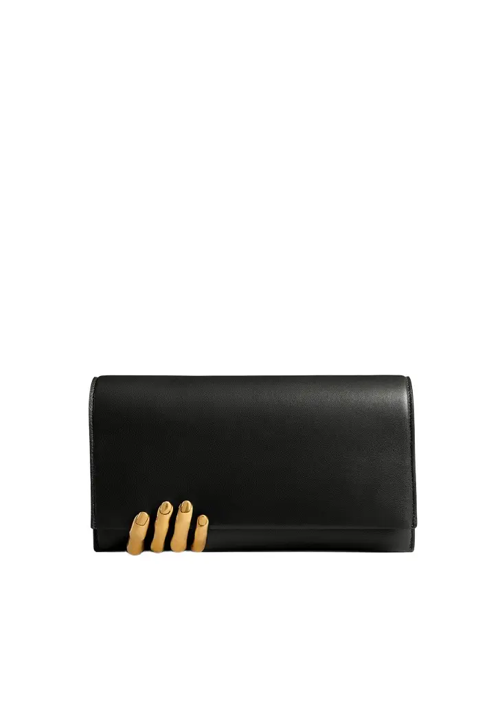 Khaite Sculpted Hand Clutch In Black Leather | Image 1 Khaite Sculpted Hand Clutch In Black Leather | Image 1