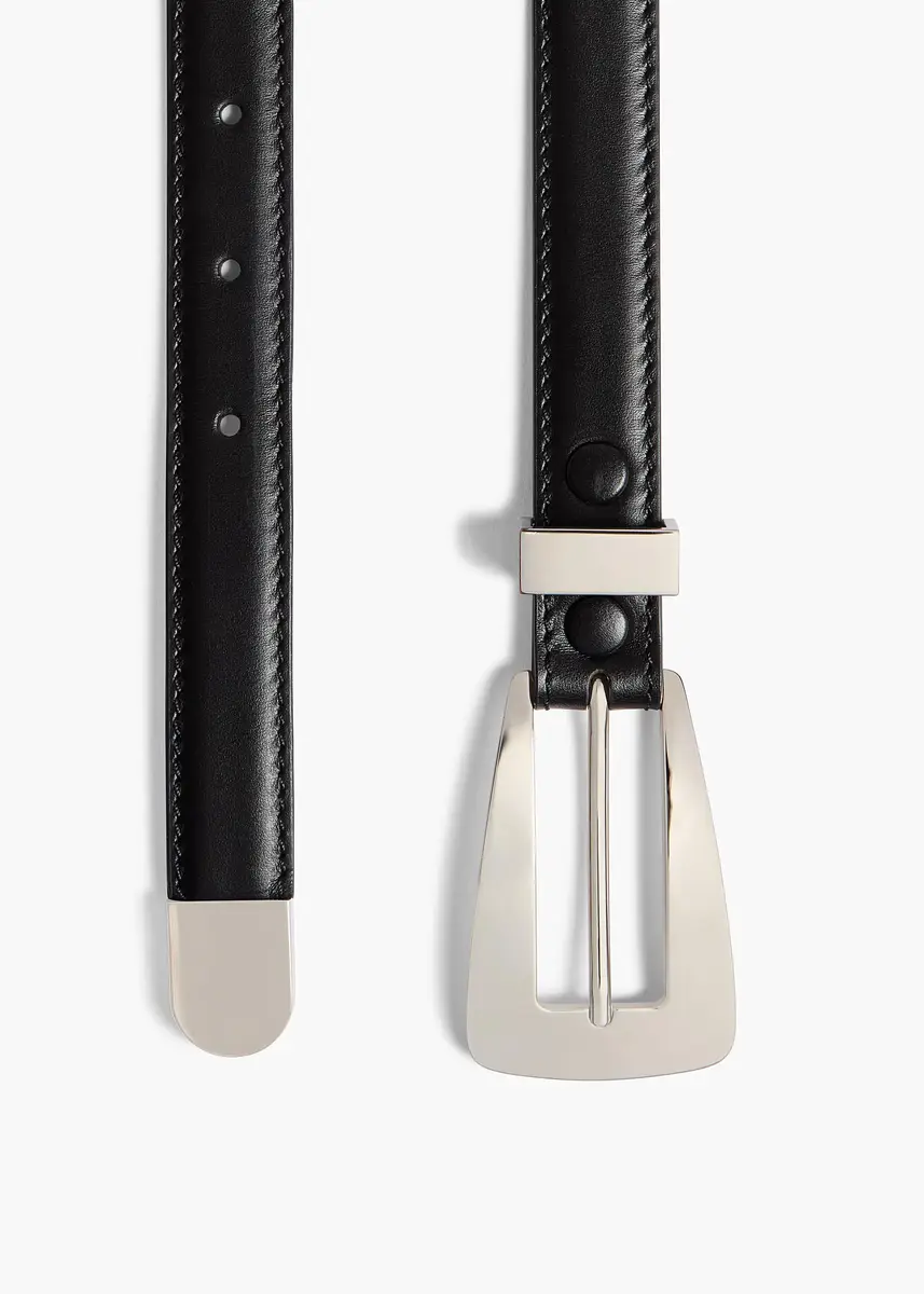 Khaite Small Lucca Belt In Black Leather With Silver | Thumbnail 2 Khaite Small Lucca Belt In Black Leather With Silver | Thumbnail 2