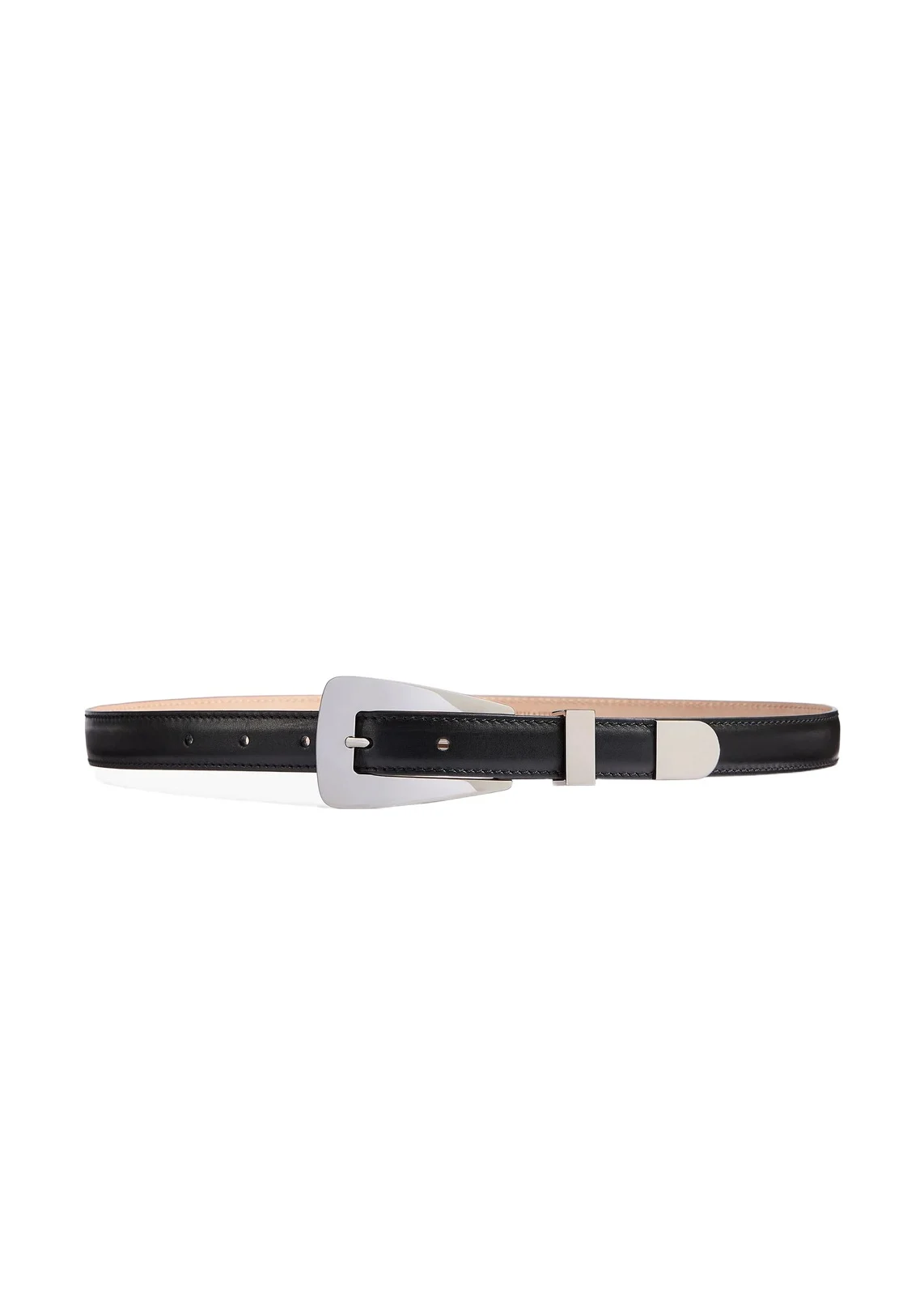 Small Lucca Belt In Black Leather With Silver Small Lucca Belt In Black Leather With Silver