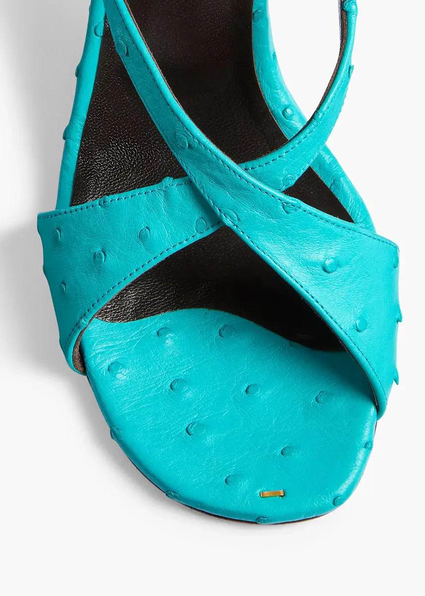 Khaite Liria Ankle Strap Sandal In Crystal Blue Ostrich | Thumbnail 4 Khaite Liria Ankle Strap Sandal In Crystal Blue Ostrich | Thumbnail 4