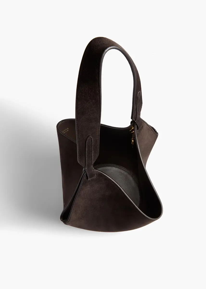 Khaite Mini Lotus Tote In Dark Brown Suede | Thumbnail 3 Khaite Mini Lotus Tote In Dark Brown Suede | Thumbnail 3