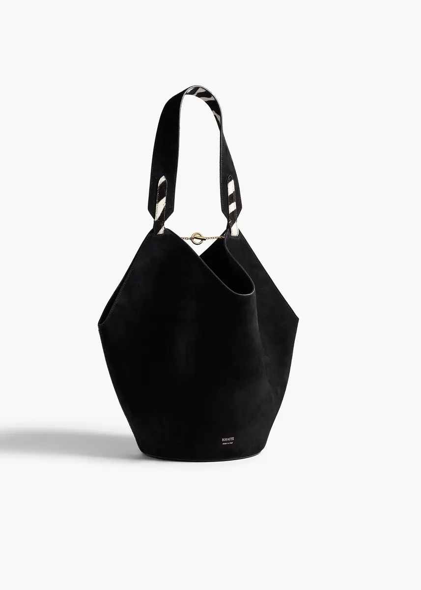 Khaite Small Lotus Tote In Zebra Print Haircalf And Black Suede | Thumbnail 2 Khaite Small Lotus Tote In Zebra Print Haircalf And Black Suede | Thumbnail 2