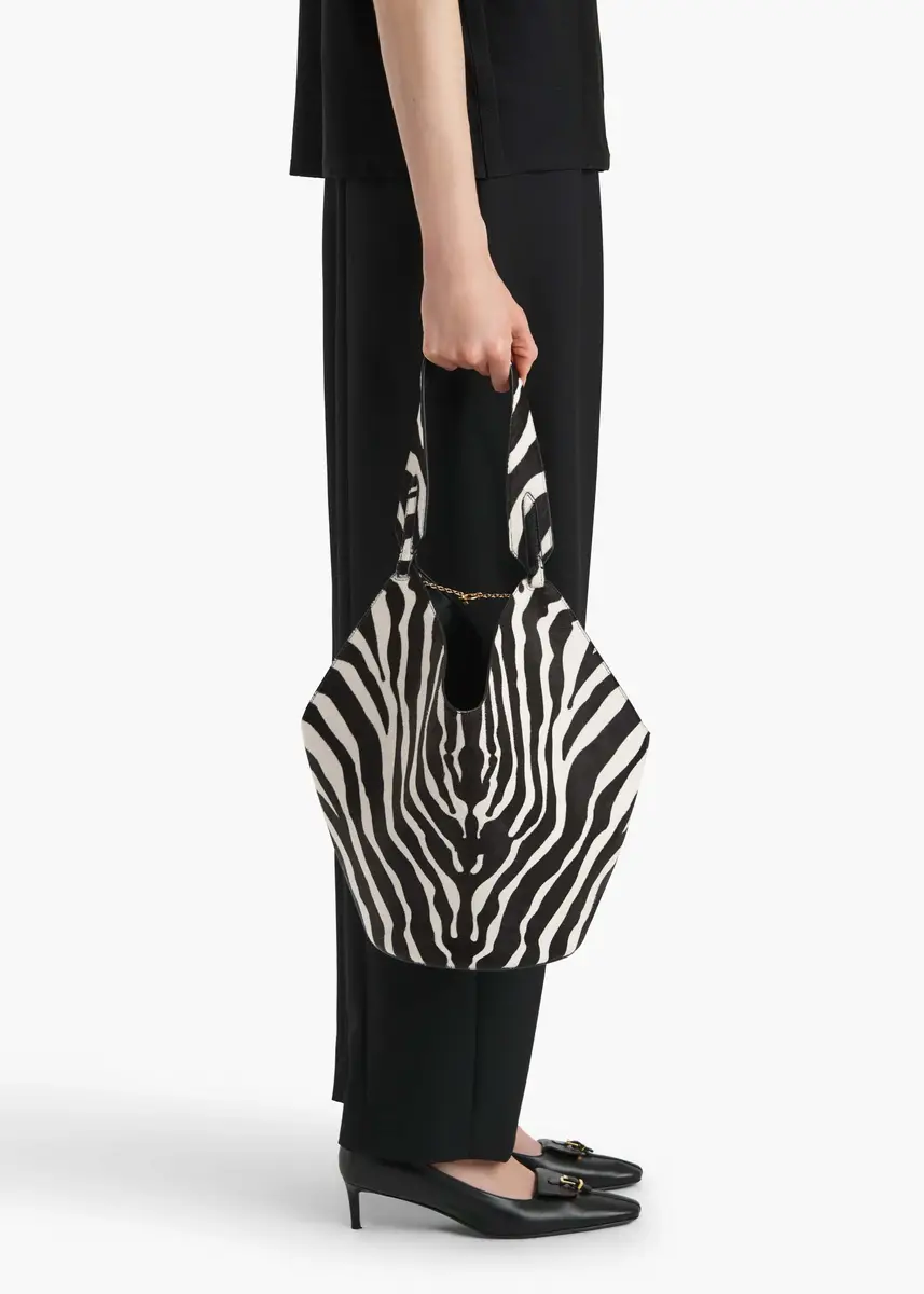 Khaite Small Lotus Tote In Zebra Print Haircalf And Black Suede | Thumbnail 5 Khaite Small Lotus Tote In Zebra Print Haircalf And Black Suede | Thumbnail 5