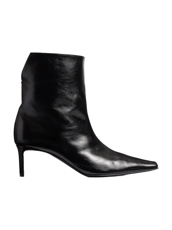 Ona Ankle Boot In Black Glazed Leather Ona Ankle Boot In Black Glazed Leather