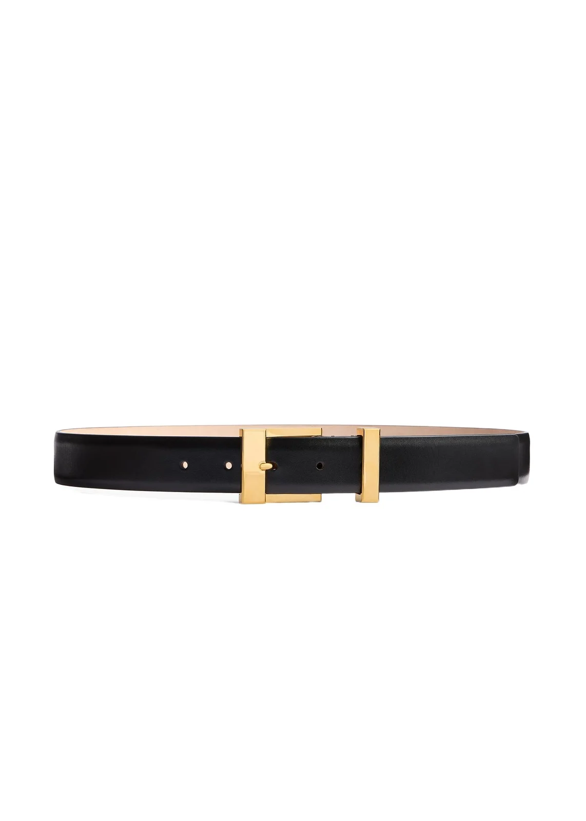 Medium Manhattan Belt In Black Leather With Gold Medium Manhattan Belt In Black Leather With Gold