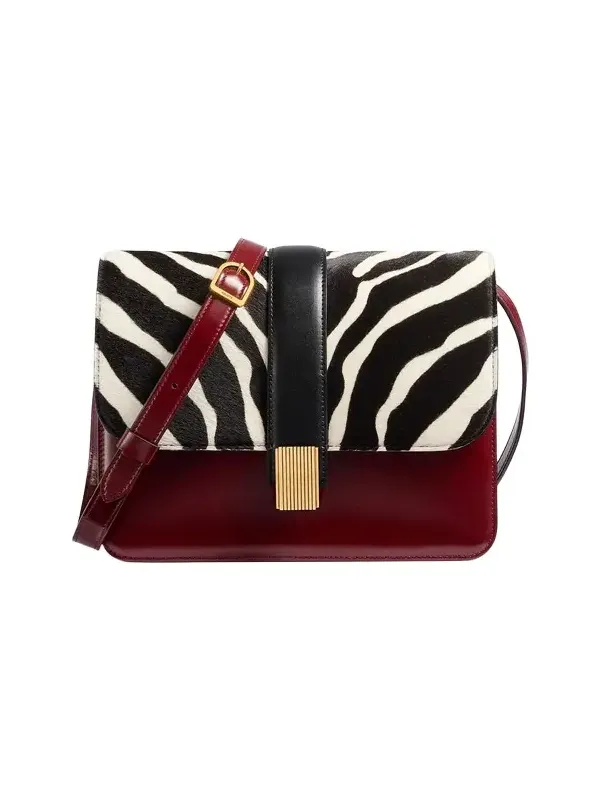 Blake Crossbody Bag In Zebra Print Haircalf And Oxblood Leather Blake Crossbody Bag In Zebra Print Haircalf And Oxblood Leather