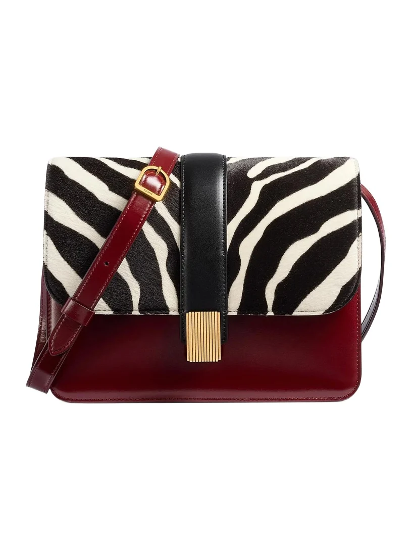 Blake Crossbody Bag In Zebra Print Haircalf And Oxblood Leather Blake Crossbody Bag In Zebra Print Haircalf And Oxblood Leather