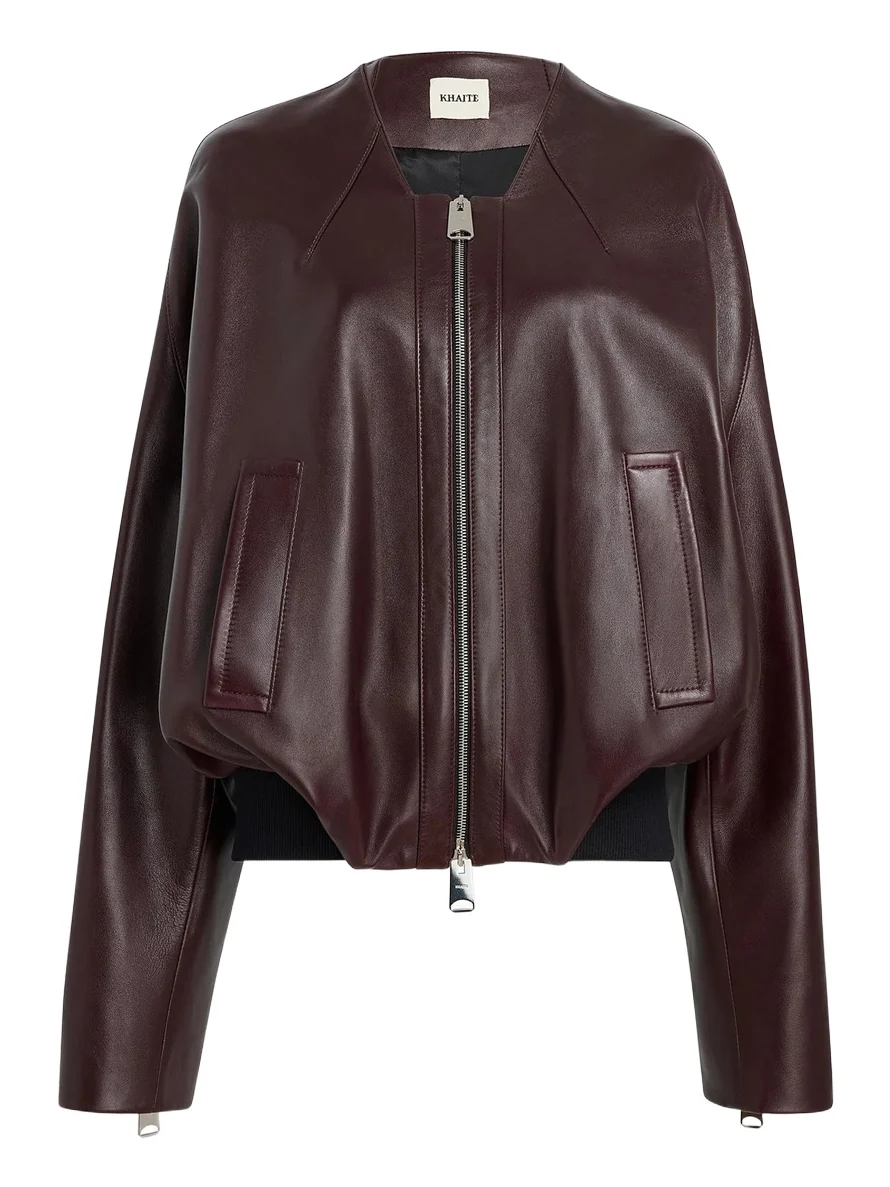 Khaite Hewit Jacket In Bordeaux Leather