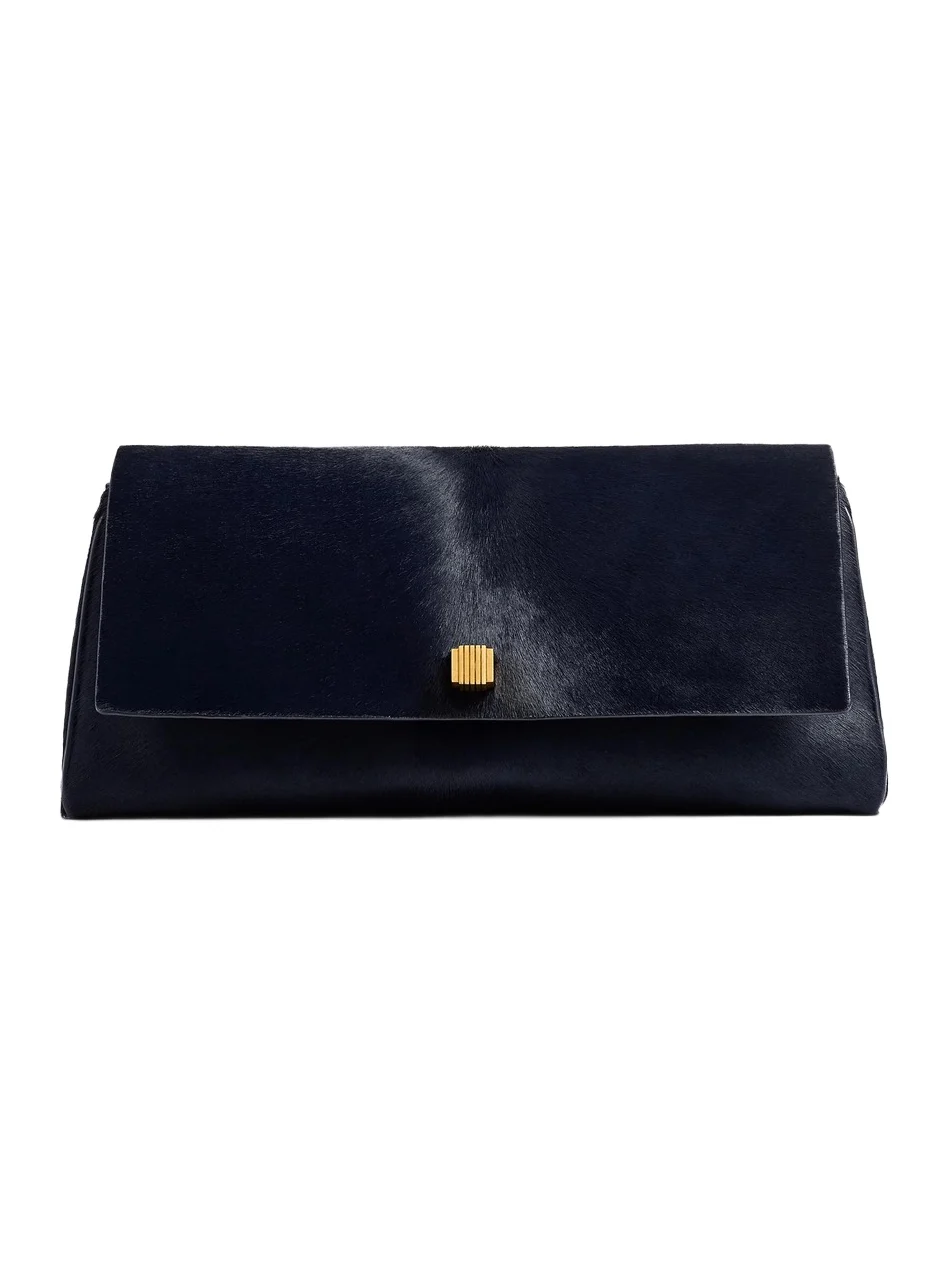 Audrey Clutch In Midnight Haircalf Audrey Clutch In Midnight Haircalf