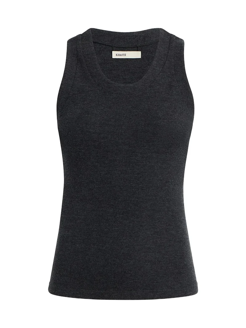 Isha Top In Charcoal Silk Cashmere Jersey Isha Top In Charcoal Silk Cashmere Jersey