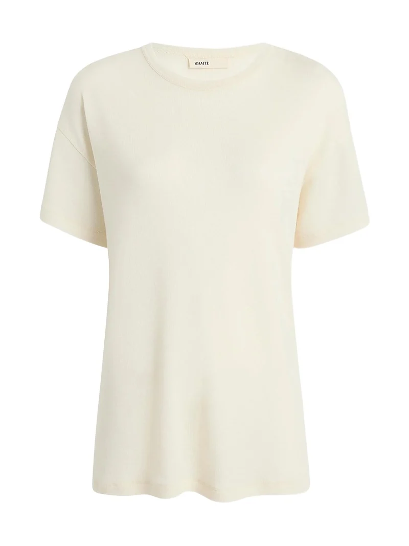 Khaite Maeve T-Shirt In Cream Silk Cashmere Jersey