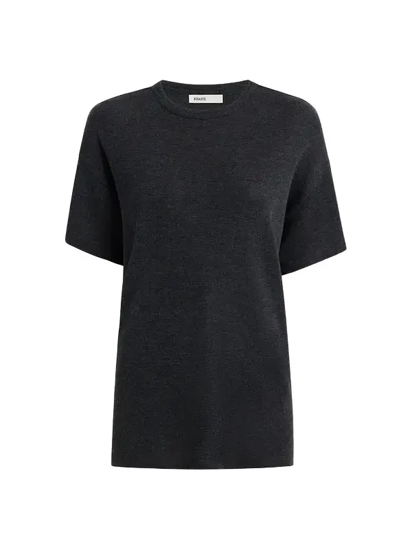 Maeve T-Shirt In Charcoal Silk Cashmere Jersey Maeve T-Shirt In Charcoal Silk Cashmere Jersey