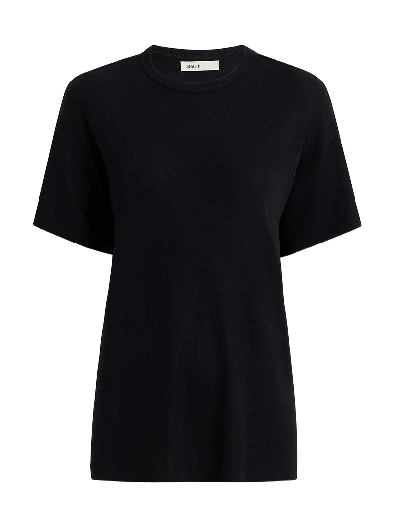 Khaite Maeve T-Shirt In Black Silk Cashmere Jersey