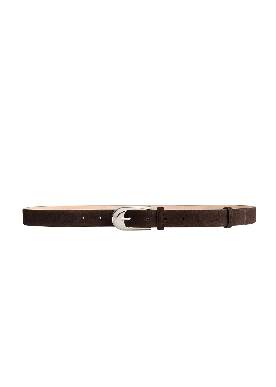 Dome Belt In Dark Brown Suede With Silver