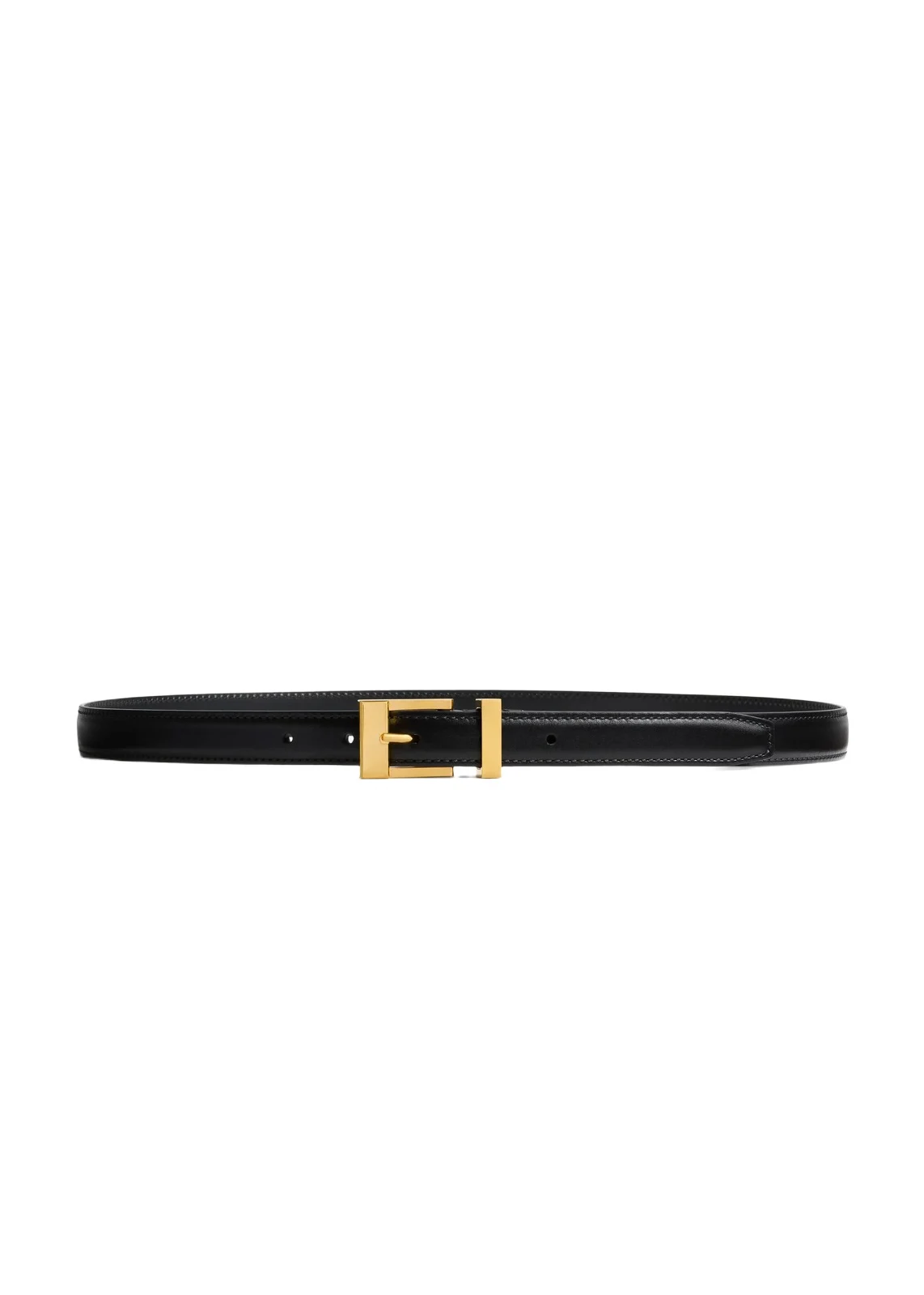 Manhattan Belt In Black Leather With Gold