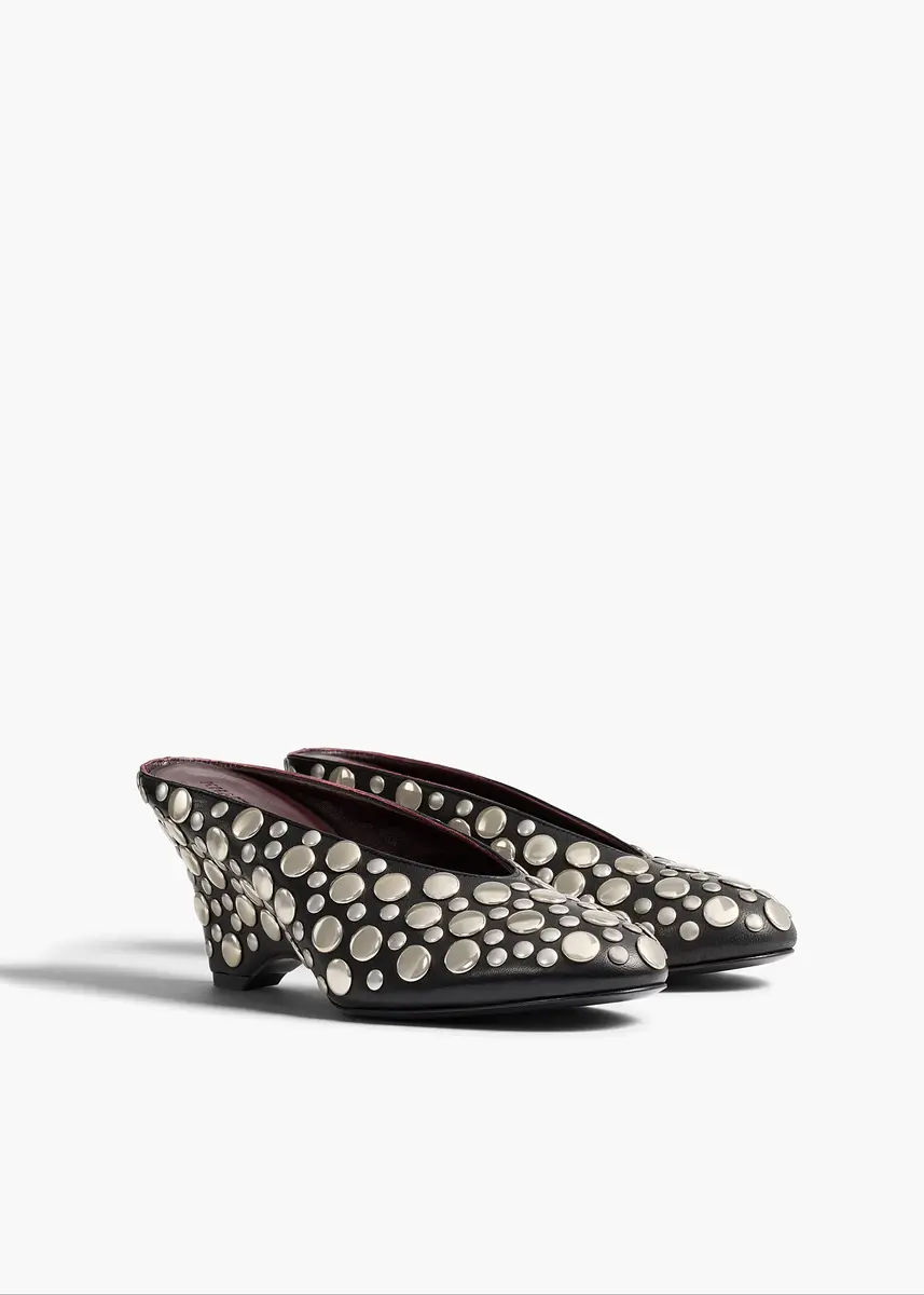 Khaite Cloak Wedge In Black Leather With Silver Studs | Thumbnail 2 Khaite Cloak Wedge In Black Leather With Silver Studs | Thumbnail 2