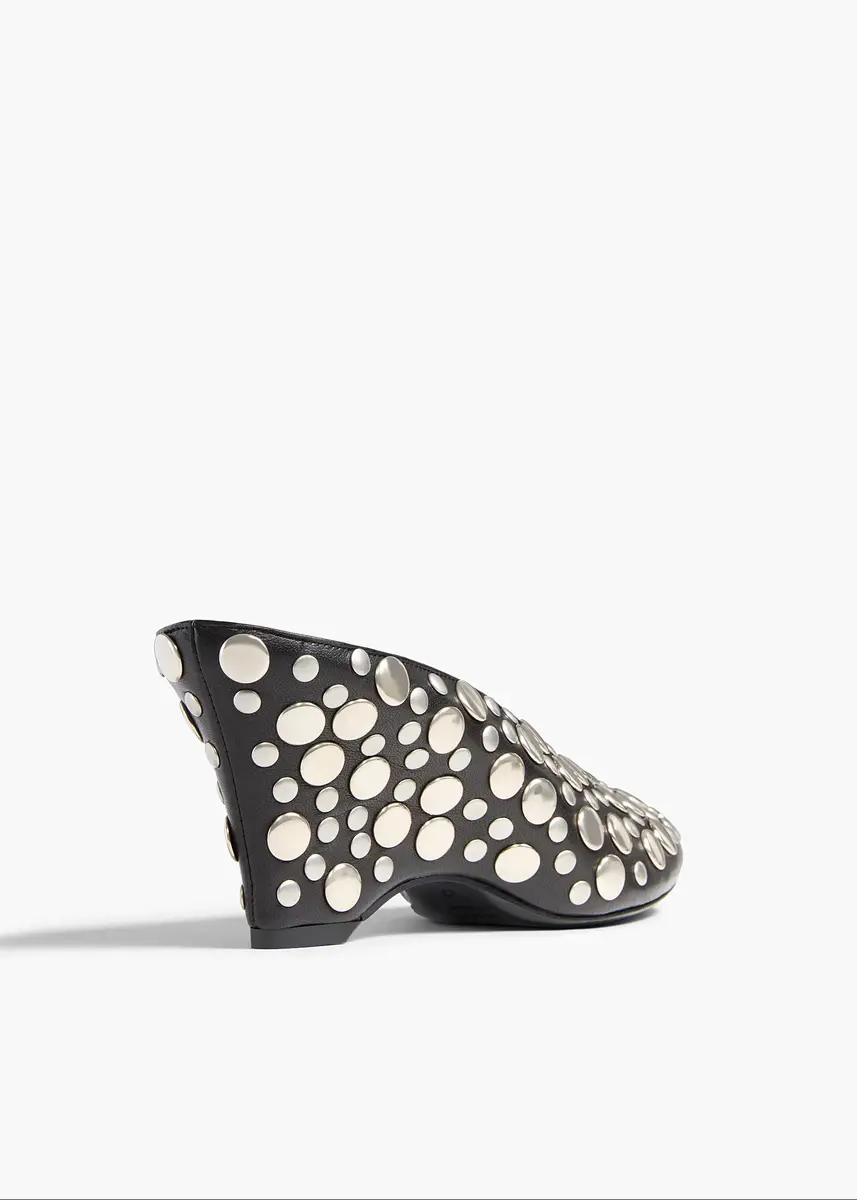 Khaite Cloak Wedge In Black Leather With Silver Studs | Thumbnail 3 Khaite Cloak Wedge In Black Leather With Silver Studs | Thumbnail 3