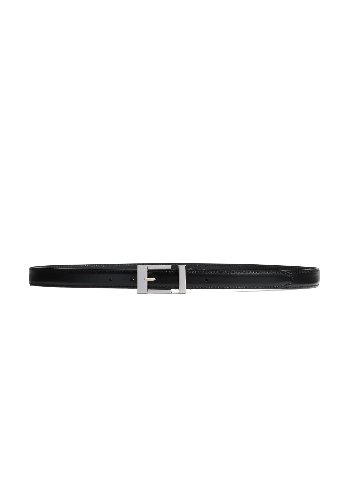 Manhattan Belt In Black Leather With Silver