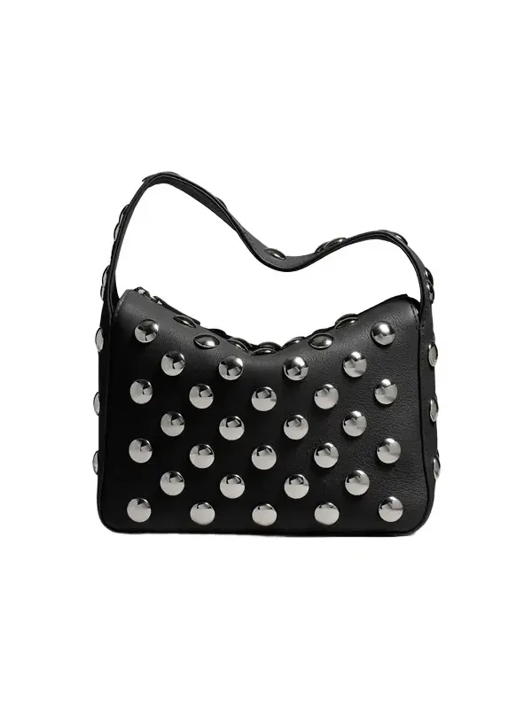 Small Elena Bag In Black Pebbled Leather With Studs Small Elena Bag In Black Pebbled Leather With Studs