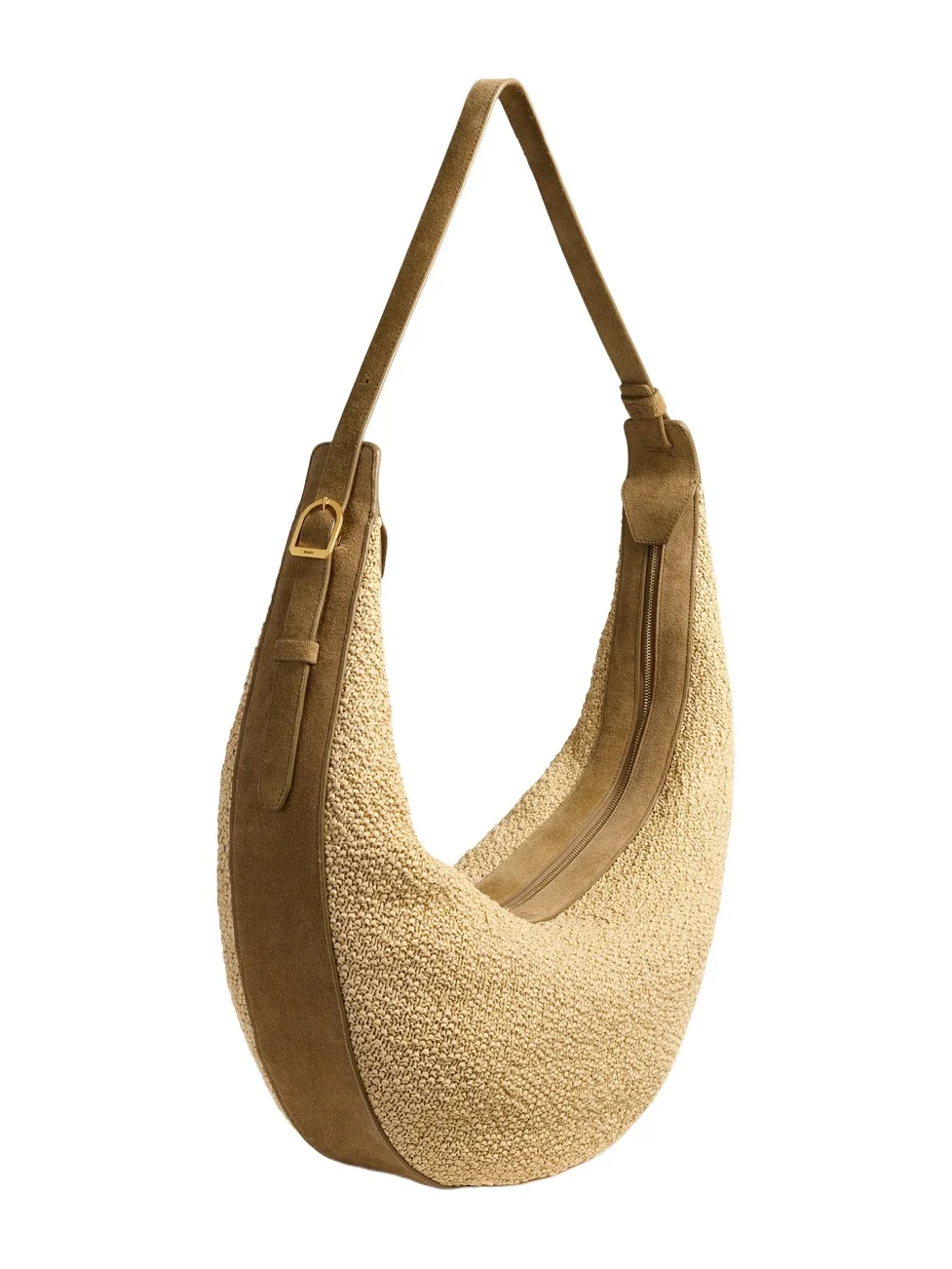 Augustina Hobo In Wheat Suede And Natural Raffia Augustina Hobo In Wheat Suede And Natural Raffia