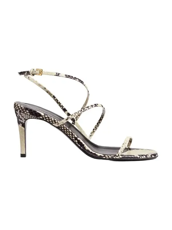 Loop Sandal In Natural Python-Embossed Leather Loop Sandal In Natural Python-Embossed Leather