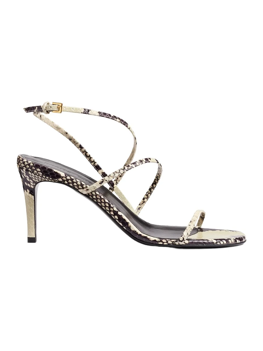 Loop Sandal In Natural Python-Embossed Leather Loop Sandal In Natural Python-Embossed Leather