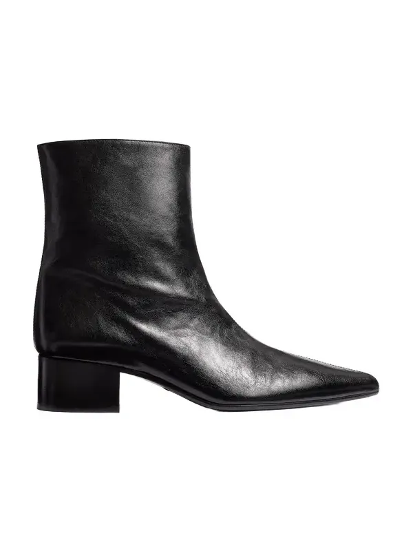 Andee Ankle Boot In Black Glazed Leather Andee Ankle Boot In Black Glazed Leather