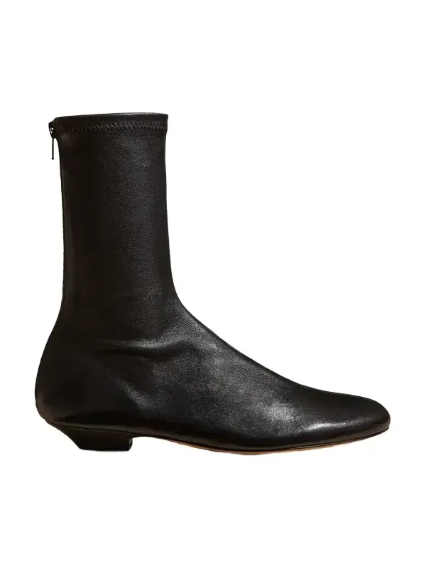 Apollo Flat Ankle Boot In Black Leather