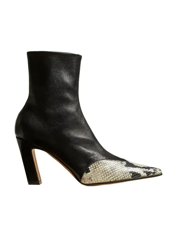 Nevada Stretch High Boot In Black With Natural Python-Embossed Leather Nevada Stretch High Boot In Black With Natural Python-Embossed Leather