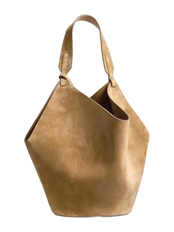 Medium Lotus Tote In Mud Suede Medium Lotus Tote In Mud Suede