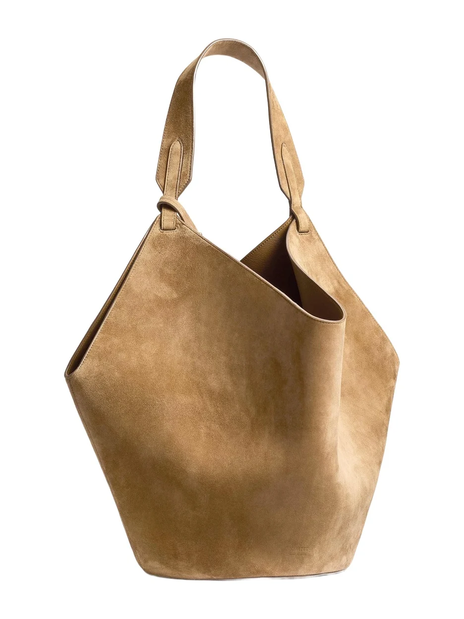 Khaite Medium Lotus Tote In Mud Suede