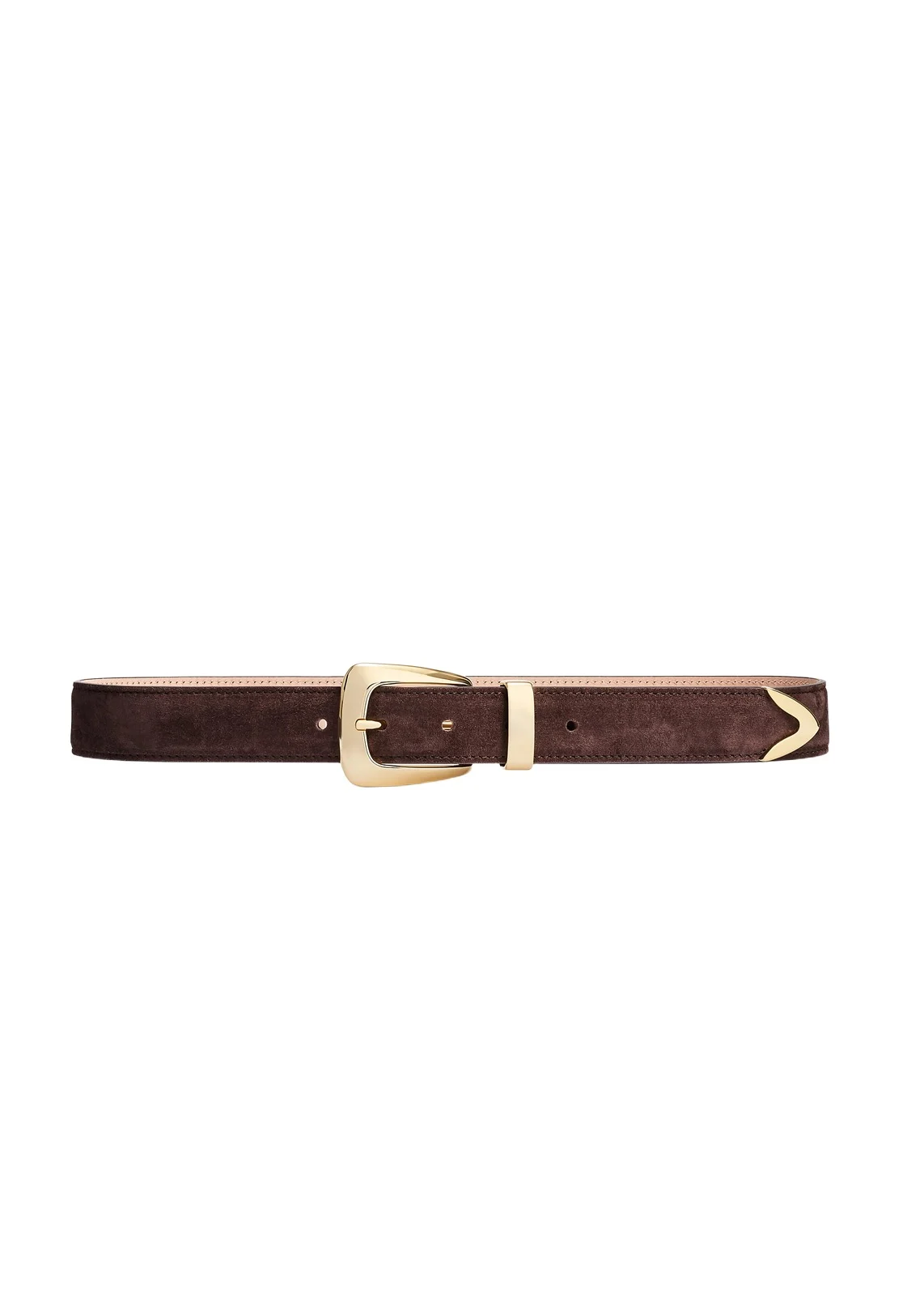 Benny Belt In Coffee Suede With Gold Benny Belt In Coffee Suede With Gold