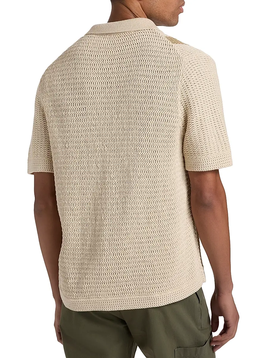 Vince Men's Crochet Striped Cotton Shirt | Thumbnail 5 Vince Men's Crochet Striped Cotton Shirt | Thumbnail 5