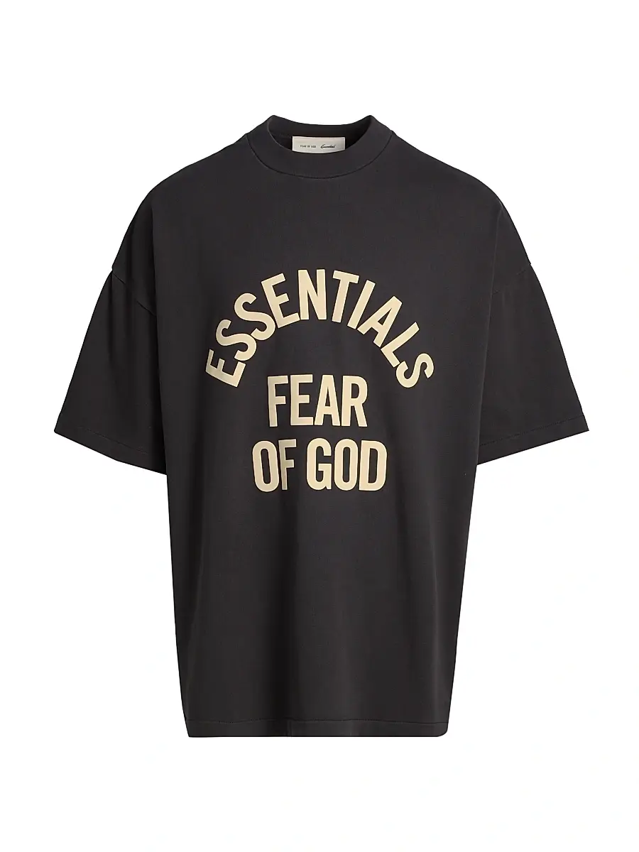 Fear of God Essentials Men's Campus 90s Oversized T-Shirt - Faded Black - Size Medium | Image 1 Fear of God Essentials Men's Campus 90s Oversized T-Shirt - Faded Black - Size Medium | Image 1
