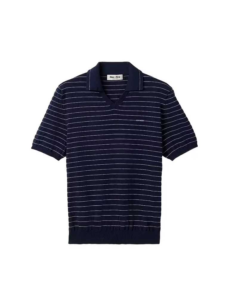 Miu Miu Women's Cotton Sweater - Blue | Image 1 Miu Miu Women's Cotton Sweater - Blue | Image 1