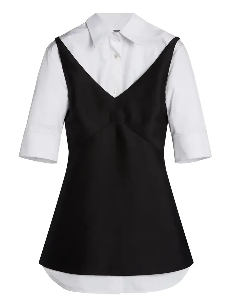 Layered Wool-Silk Shirt Dress