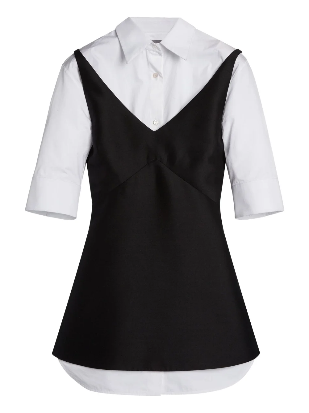 Layered Wool-Silk Shirt Dress