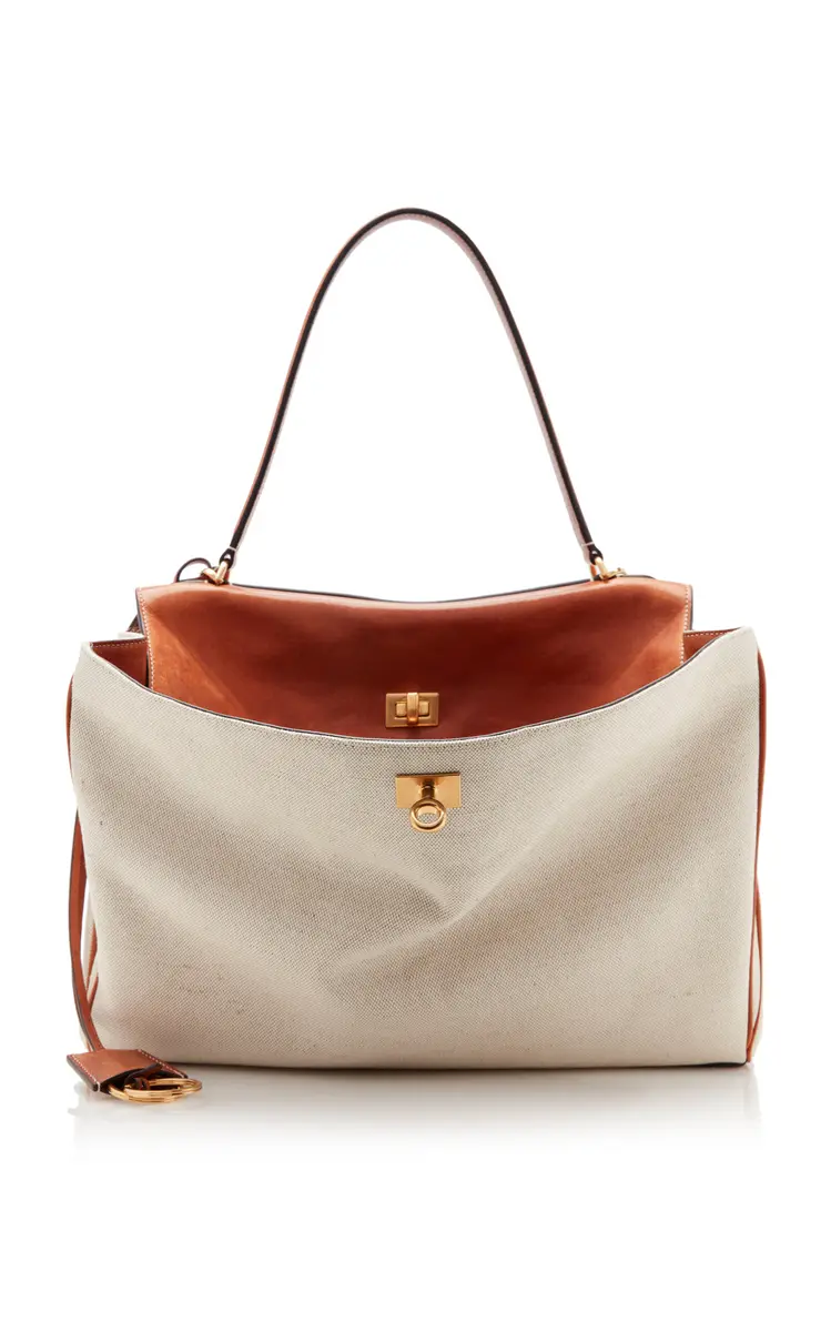Balenciaga Rodeo Medium Canvas and Leather Top Handle Bag | Image 1 Balenciaga Rodeo Medium Canvas and Leather Top Handle Bag | Image 1