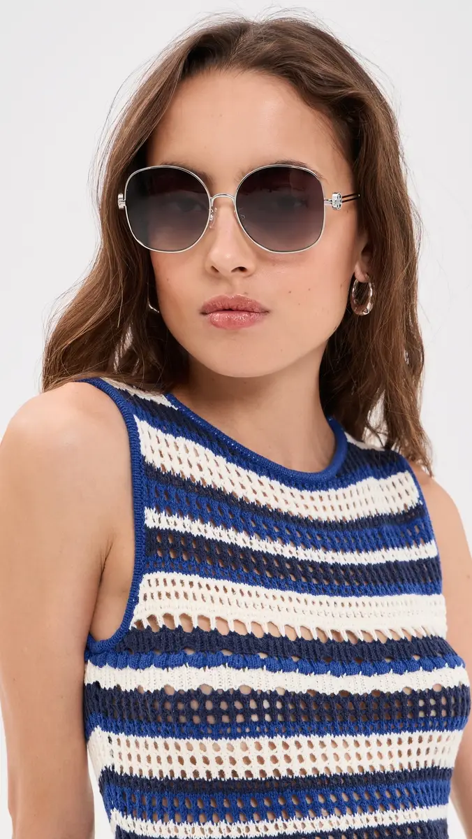 Tory Burch Miller Metal Sunglasses Silver One Size | Thumbnail 3 Tory Burch Miller Metal Sunglasses Silver One Size | Thumbnail 3