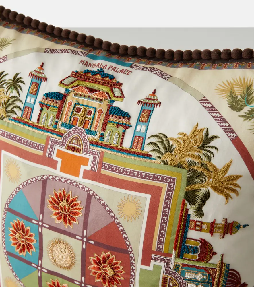 Etro Embroidered cotton cushion | Thumbnail 2