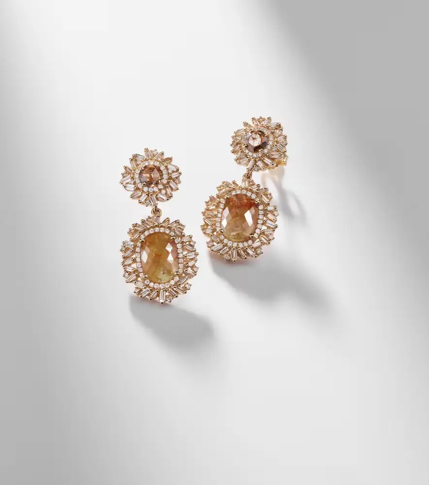 Suzanne Kalan Doublet 18kt gold drop earrings with diamonds | Thumbnail 5 Suzanne Kalan Doublet 18kt gold drop earrings with diamonds | Thumbnail 5
