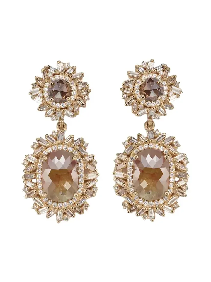 Doublet 18kt gold drop earrings with diamonds