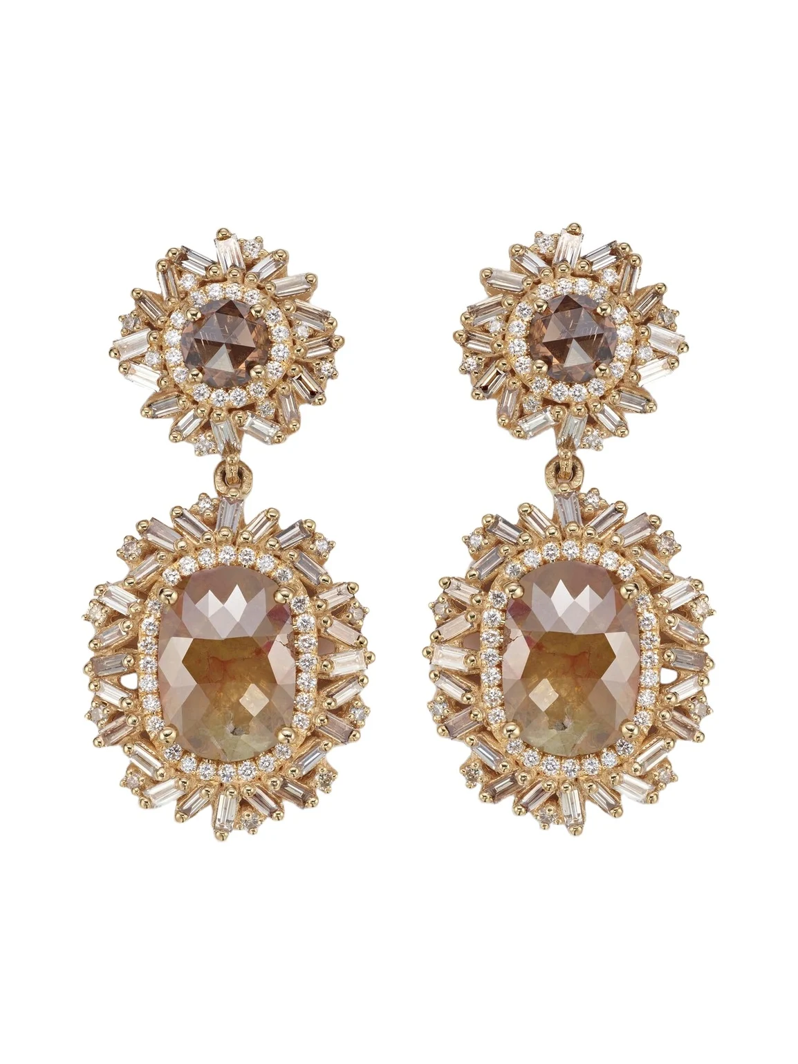 Doublet 18kt gold drop earrings with diamonds