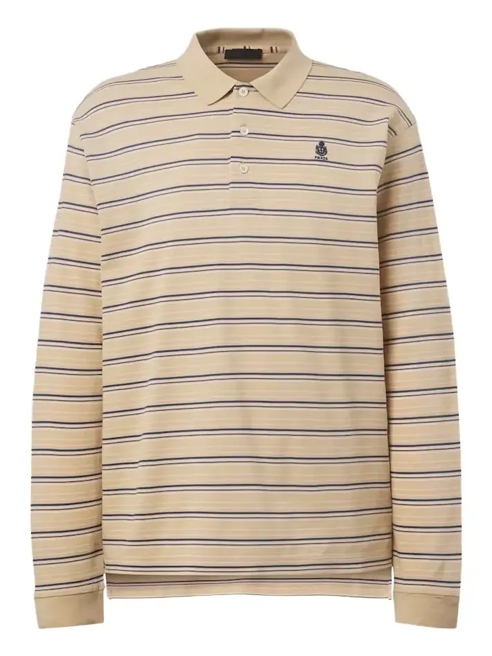 Striped cotton piqué polo shirt