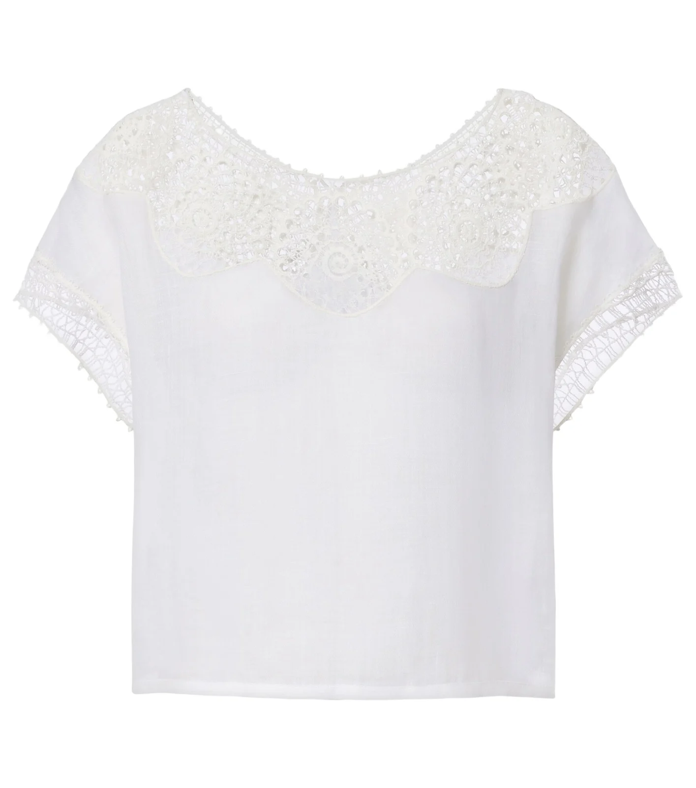 Caila crochet-trimmed ramie top Caila crochet-trimmed ramie top