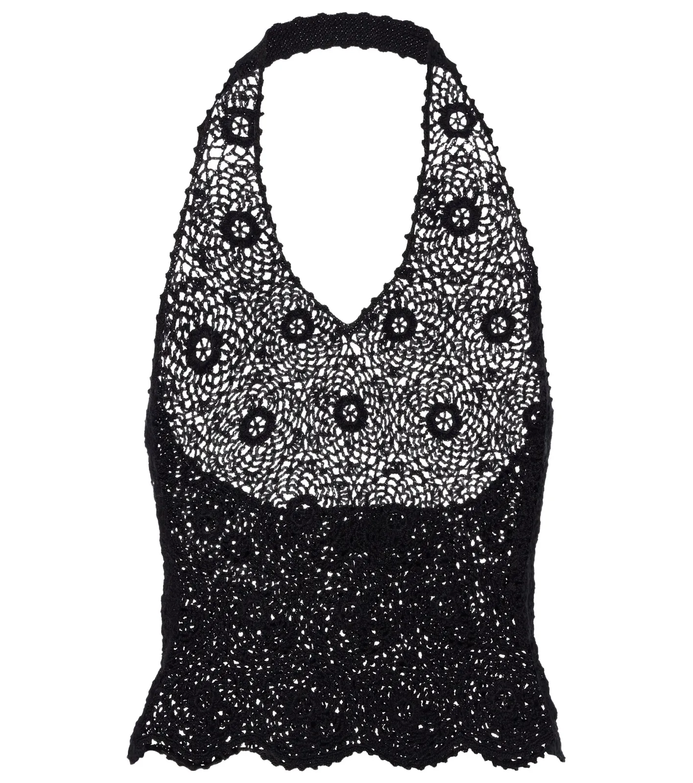 Nili Lotan Ventura crochet halterneck cotton top