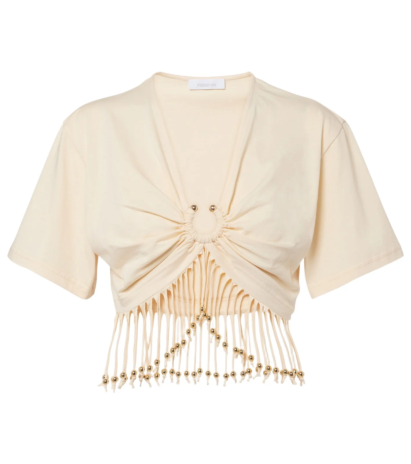 Embellished cotton jersey crop top