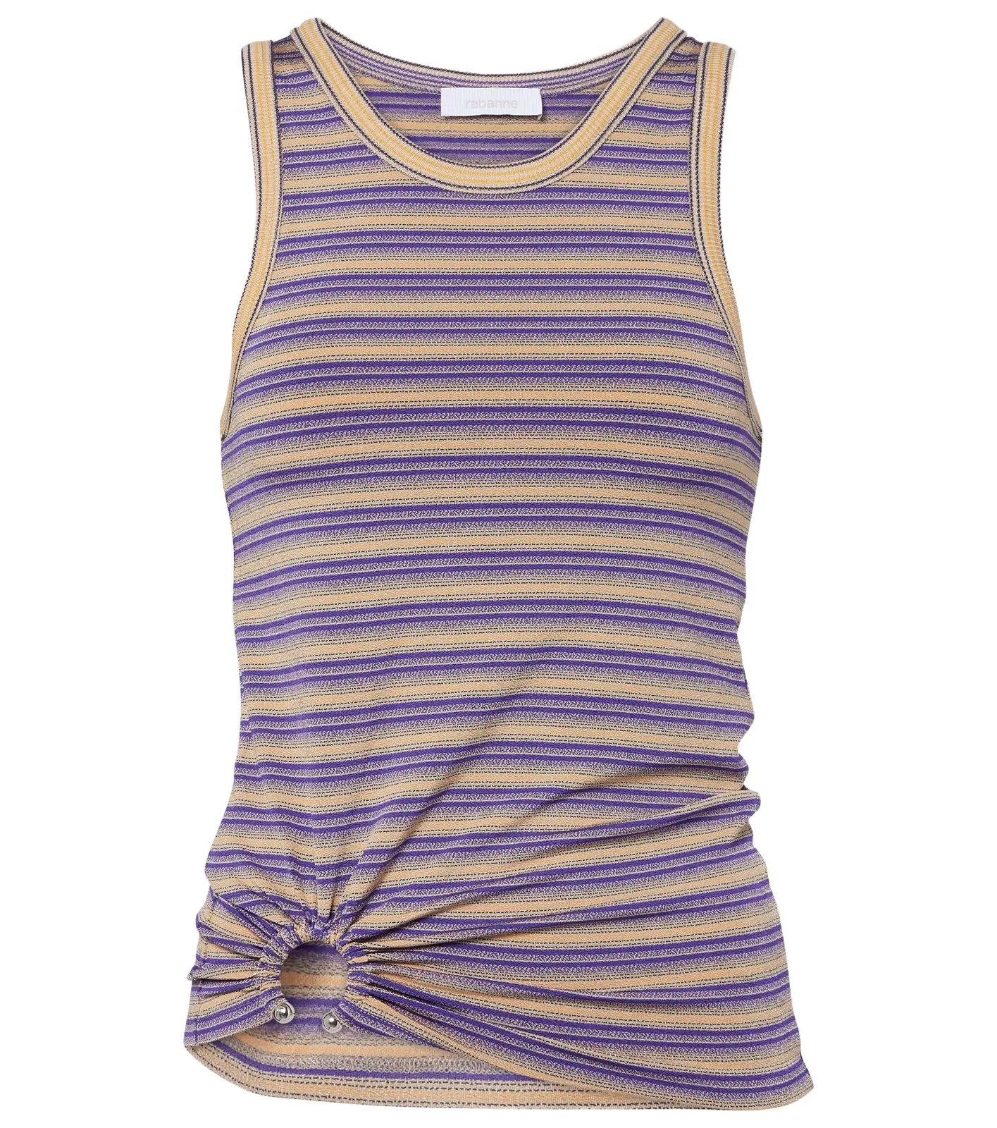 Piercing gathered striped tank top Piercing gathered striped tank top